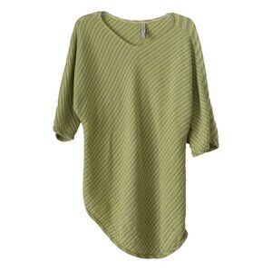 CYNTHIA ASHBY Top Green 100% Cotton Tunic Lagenlook Asymmetrical Oversized Shirt